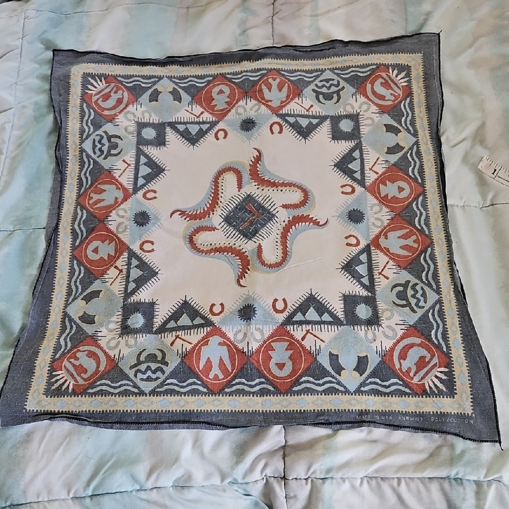 Vintage Southwestern Native American Bandana Made In The USA